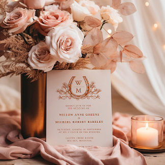 Horseshoe Cactus Western Country Boho Wedding Invitation