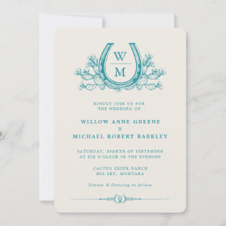 Horseshoe Cactus Western Country Photo Wedding Invitation
