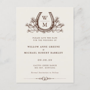 Horseshoe Cactus Western Country Photo Wedding Postcard