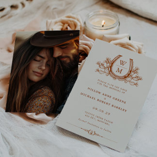 Horseshoe Cactus Western Photo Save the Date Invitation
