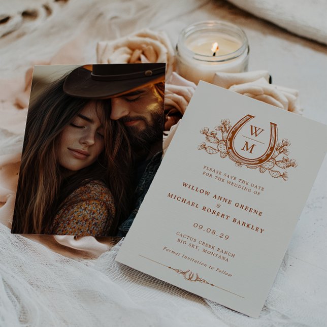 Horseshoe Cactus Western Photo Save the Date  Invitation (Creator Uploaded)