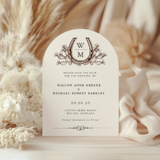 Horseshoe Cactus Western Photo Save the Date Invitation