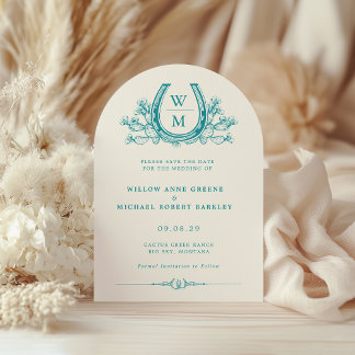 Horseshoe Cactus Western Photo Save the Date Invitation