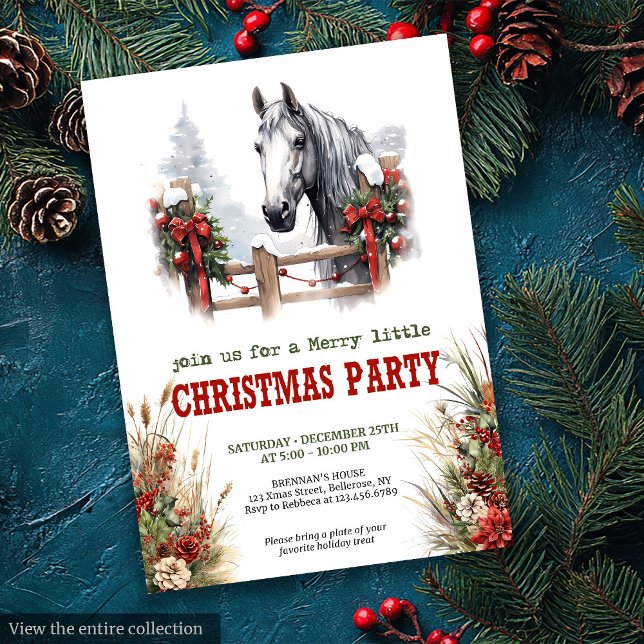 Horseshoe charm Christmas party editable invites (Horseshoe charm Christmas party editable invitation

)