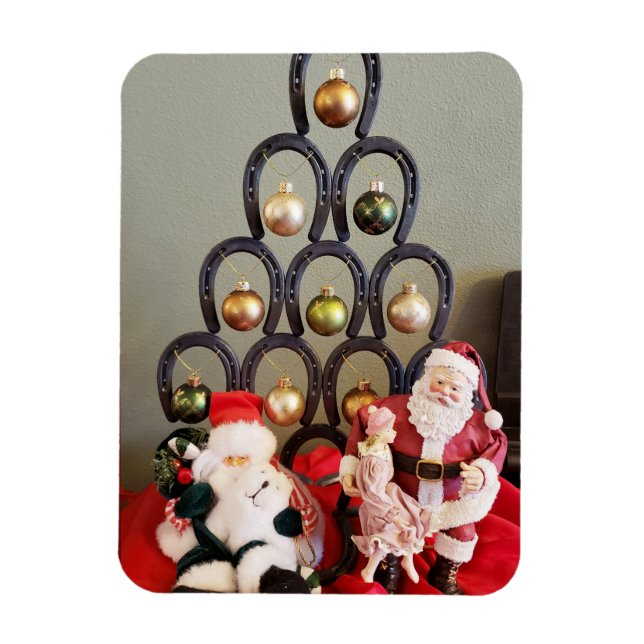 Horseshoe christmas tree Santa Clause photography Magnet (Vertical)