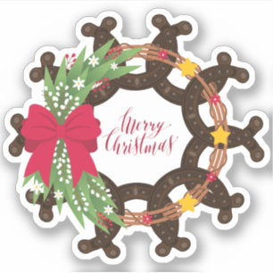 Horseshoe Christmas Wreath Sticker