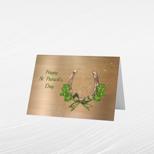 Horseshoe Clover St Patricks Day Holiday Card