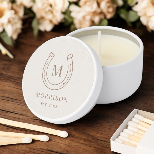 Horseshoe Country Western Monogram Wedding Mini Candle Favors (Creator Uploaded)
