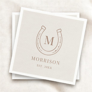 Horseshoe Country Western Monogram Wedding Napkins