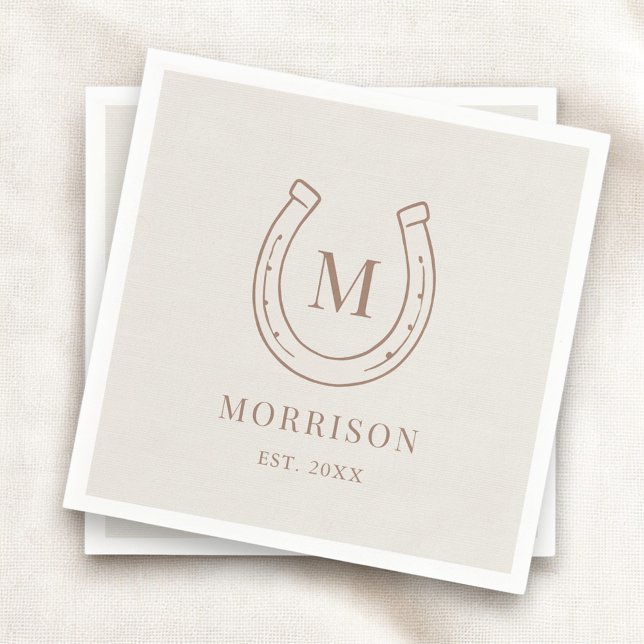 Horseshoe Country Western Monogram Wedding Napkins (Creator Uploaded)