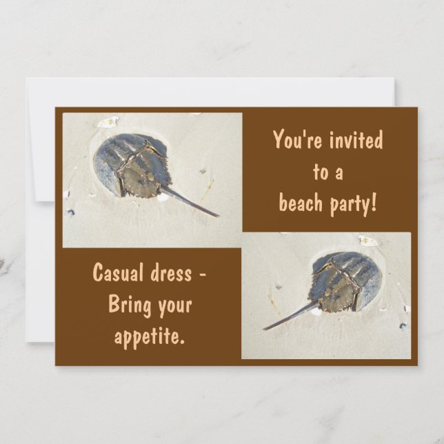 Horseshoe Crab Beach Party Invitation (Front)