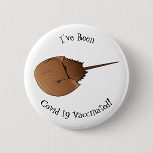 Horseshoe crab cartoon illustration button