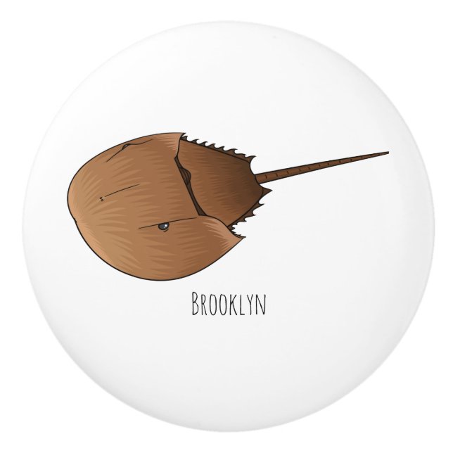 Horseshoe crab cartoon illustration ceramic knob (Front)