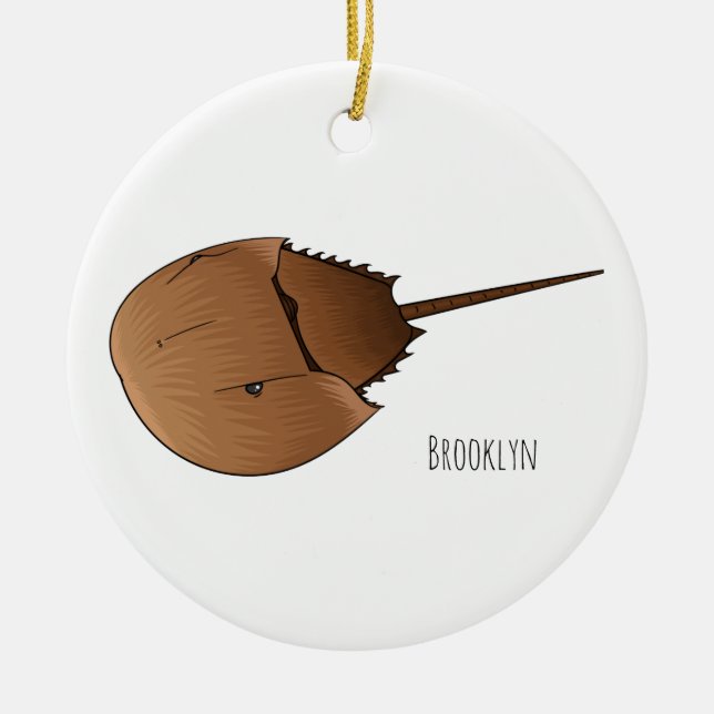 Horseshoe crab cartoon illustration ceramic ornament (Front)
