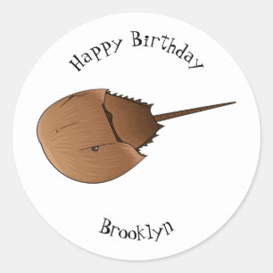 Horseshoe crab cartoon illustration classic round sticker