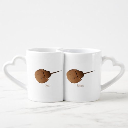 Horseshoe crab cartoon illustration coffee mug set