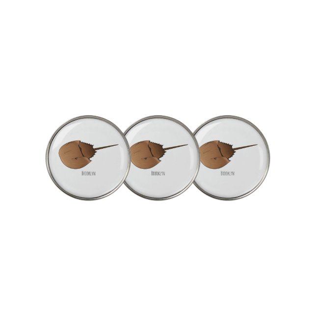 Horseshoe crab cartoon illustration golf ball marker (3 Up)
