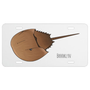 Horseshoe crab cartoon illustration license plate