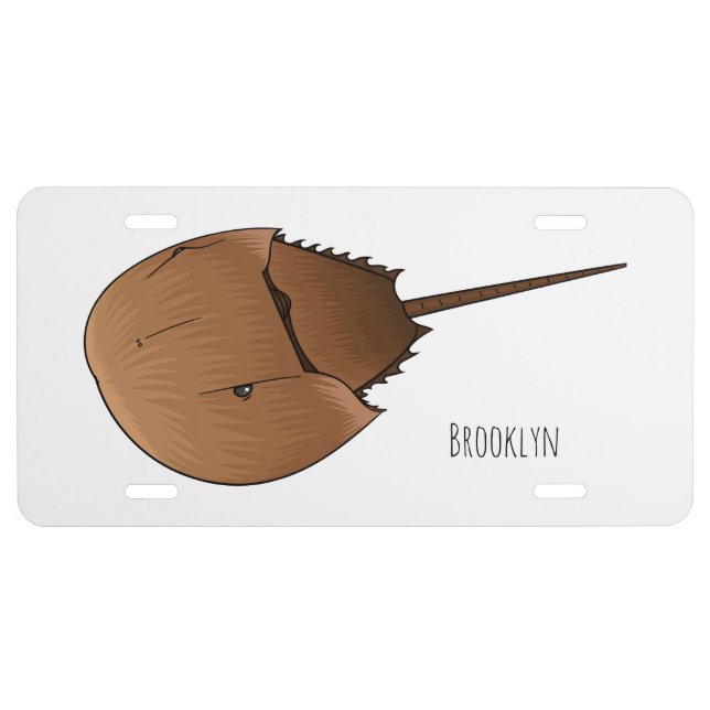 Horseshoe crab cartoon illustration license plate (Front)