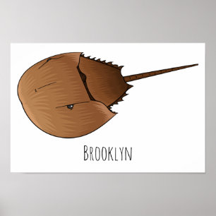 Horseshoe crab cartoon illustration poster