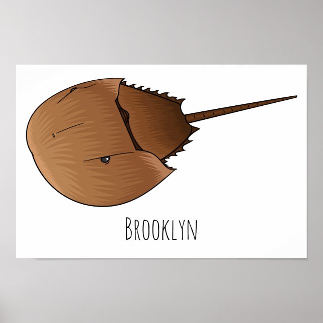 Horseshoe crab cartoon illustration poster (Front)