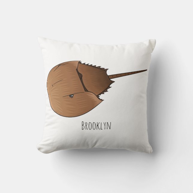 Horseshoe crab cartoon illustration throw pillow (Front)
