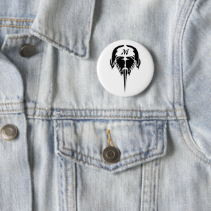 Horseshoe Crab in Tribal Tattoo Style Button