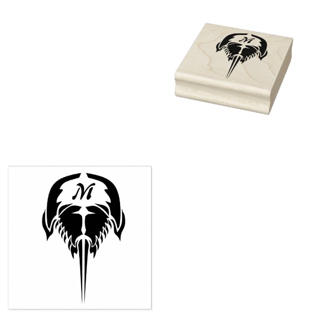 Horseshoe Crab in Tribal Tattoo Style Rubber Stamp (Stamped)