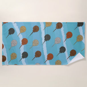 Horseshoe Crab Ocean Waves Beach Towel