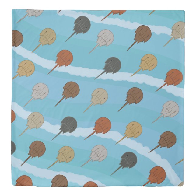 Horseshoe Crab Ocean Waves Duvet Cover (Front)
