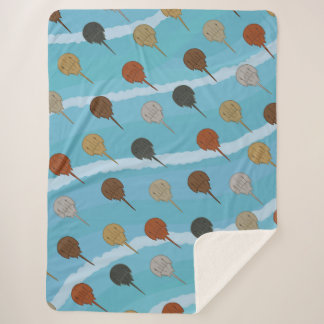 Horseshoe Crab Ocean Waves Sherpa Blanket