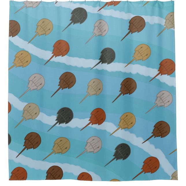 Horseshoe Crab Ocean Waves Shower Curtain (Front)
