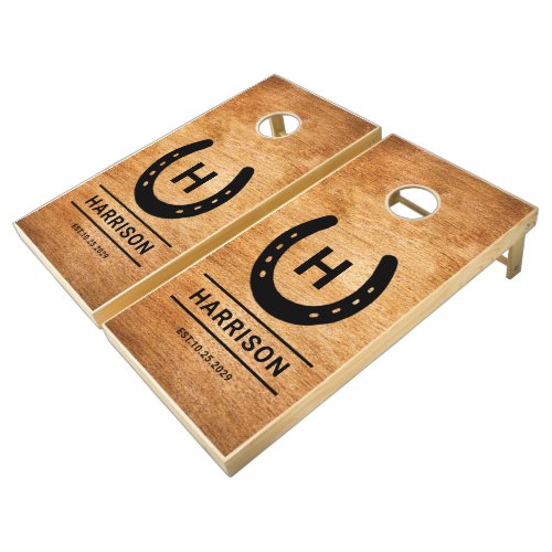 Horseshoe Custom Wedding Western Outdoor Cornhole Set