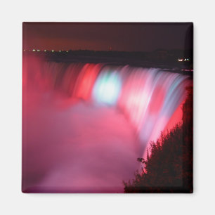 Horseshoe Falls At Niagara Red Blue Lights Magnet