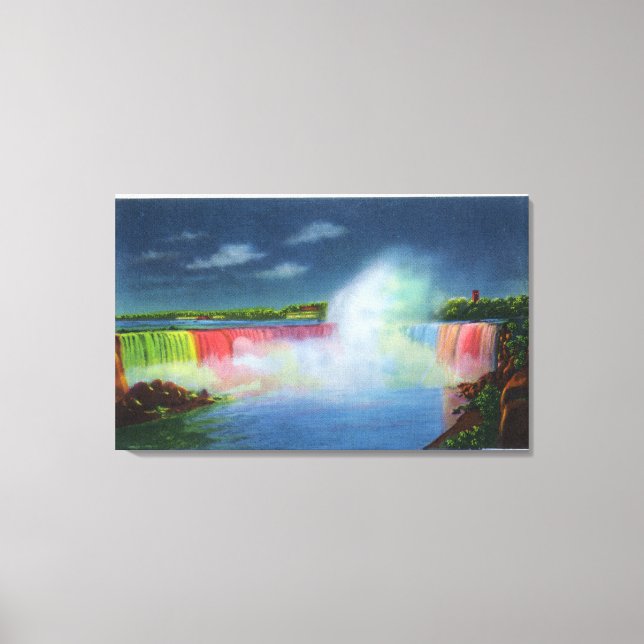 Horseshoe Falls Illuminated at Night # 2 Canvas Print (Front)