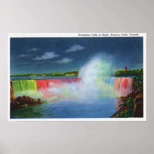 Horseshoe Falls Illuminated at Night  2 Poster