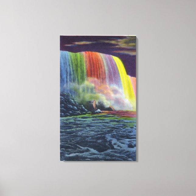 Horseshoe Falls Illuminated at Night Canvas Print (Front)