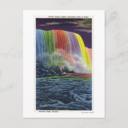 Horseshoe Falls Illuminated at Night Postcard