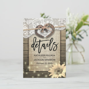 Horseshoe Heart Country Wedding Information Detail Enclosure Card