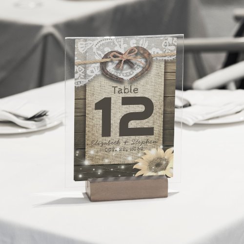 Horseshoe Heart Wedding Table Number Seating Place