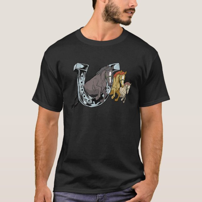Horseshoe horse for riders horse lovers T-Shirt (Front)