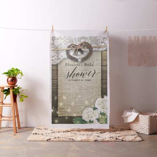 Horseshoe Hydrangea Wood Bridal Shower Photo Booth Fabric