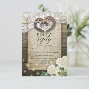Horseshoe Hydrangea Wood Wedding RSVP Kindly Reply