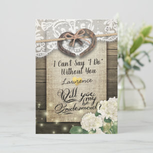 Horseshoe Hydrangea Wood Will You Be My Bridesmaid Invitation