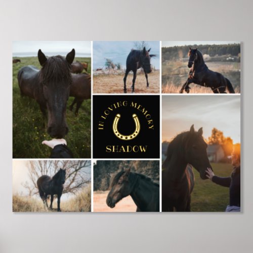 Horseshoe In Loving Memory Black Photo Collage Foil Prints