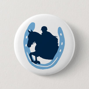 Horseshoe Jumping Horse Button