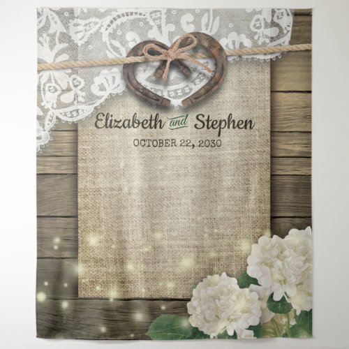 Horseshoe Lace Hydrangea Wood Photo Booth Backdrop