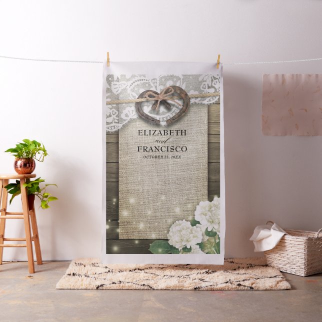 Horseshoe Lace Hydrangea Wood Photo Booth Backdrop (In Situ)