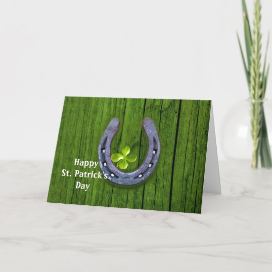 Horseshoe Lucky Clover St. Patrick's Day Holiday Card