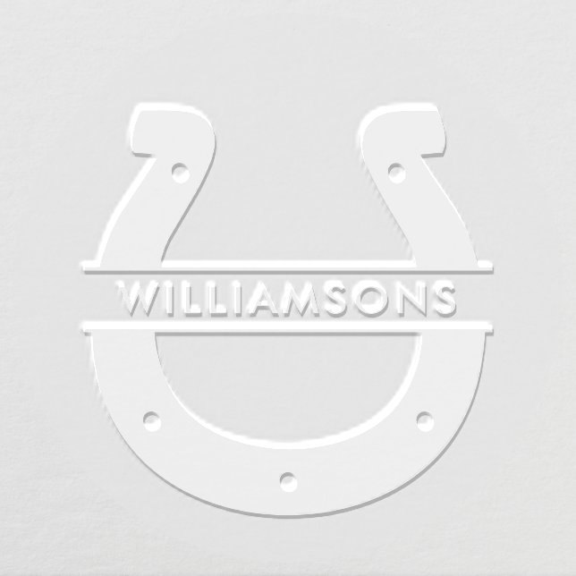 Horseshoe Modern Minimalist Custom Name Equestrian Embosser (Design)
